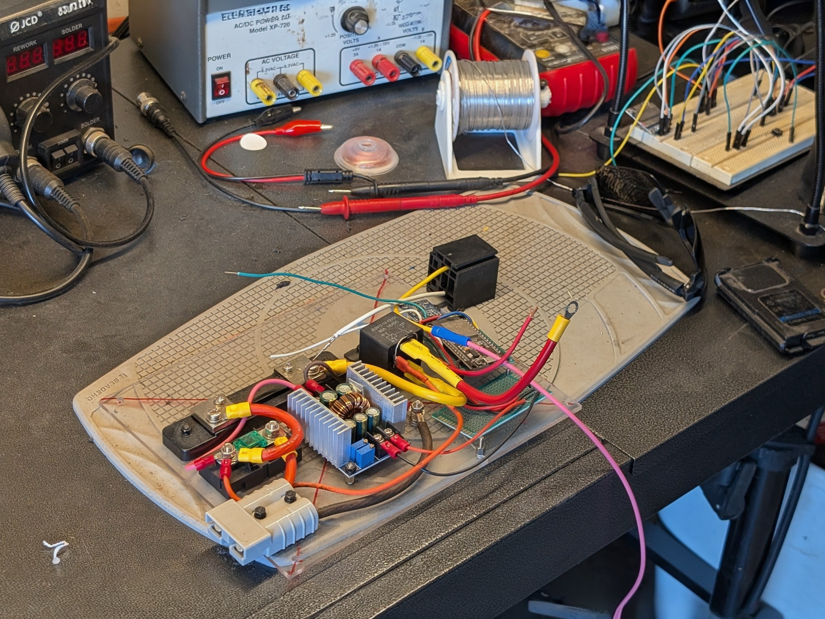 Custom circuit board on the electronics bench
